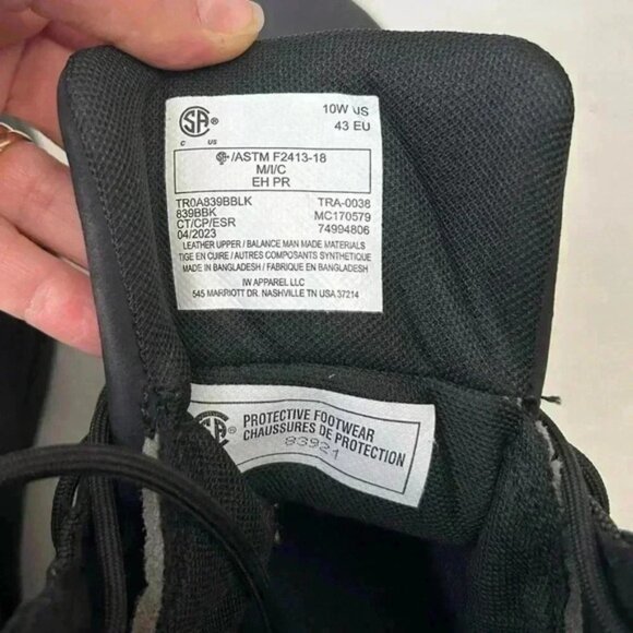 Terra Byrne Work Boot Unisex 6" Waterproof Composite Toe TR0A839BBLK Black 10 - Picture 15 of 16